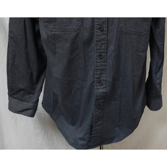 Wrangler Epic Mens Large Dark Charcoal Heather Long Sleeve Soft Denim Shirt - Picture 4 of 12